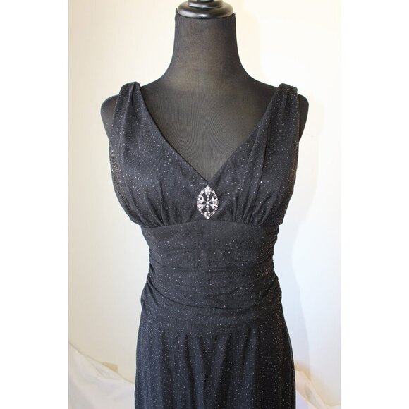 Vtg S.L. Fashions Babydoll Black mini Dress Size 6P Strappy Y2K Whimsigoth Shiny - Picture 8 of 10